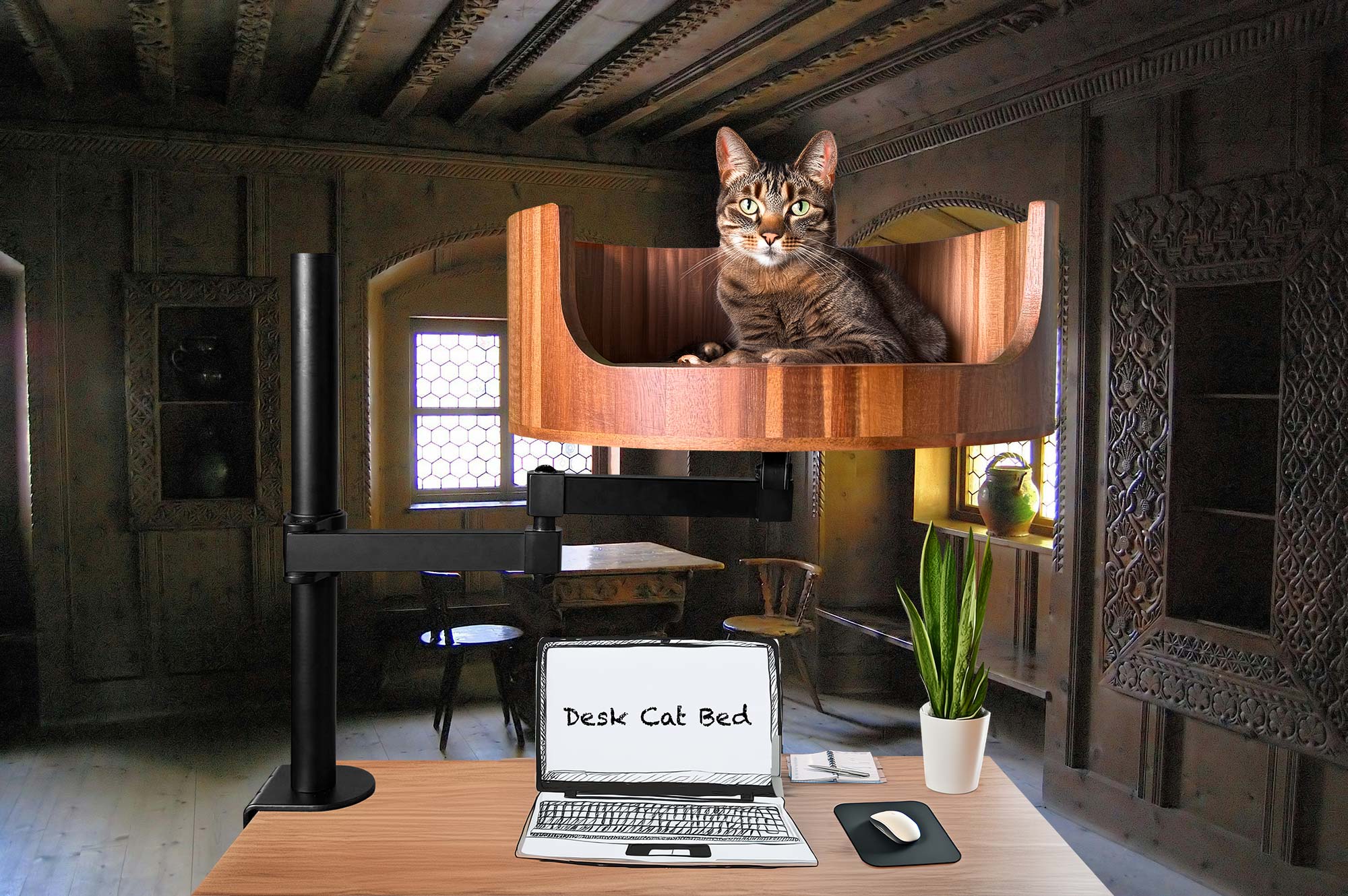 Cat Bed Gif: The Cutest Feline Comforts Online – Desk Cat Nest
